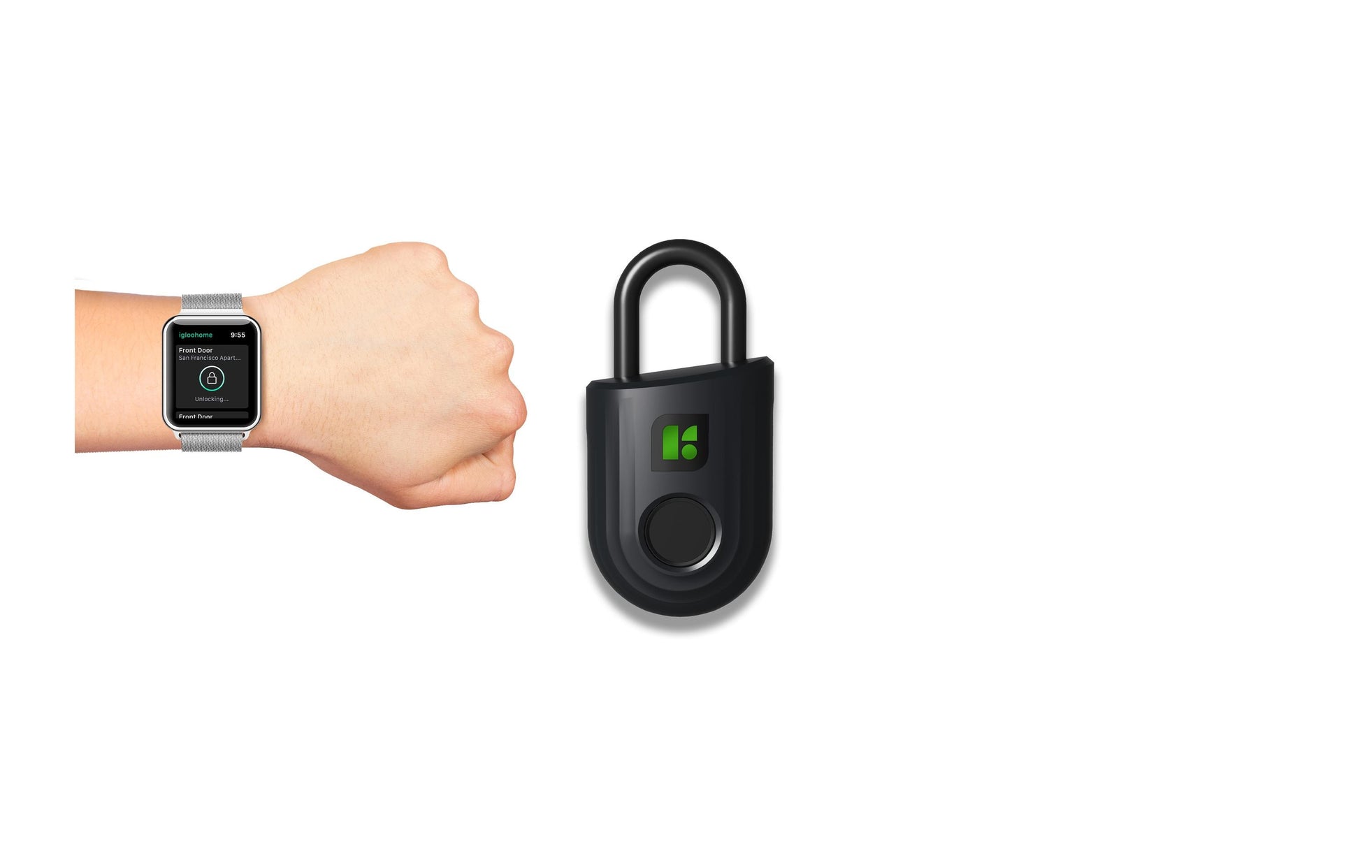 igloohome Padlock Lite Smart-Vorhängeschloss – Fingerabdruck, BT 5.0, IP66, Ø6 mm