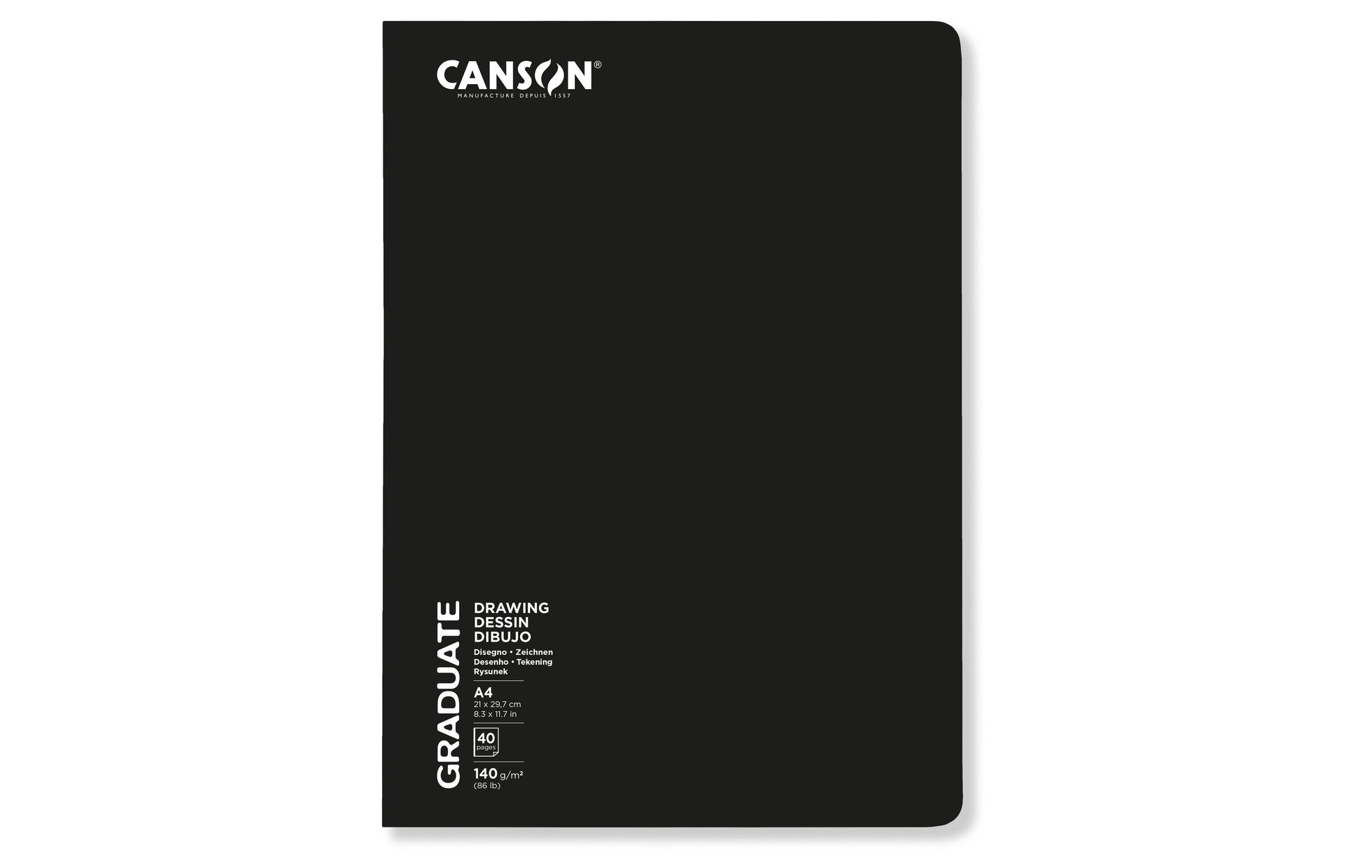 Canson Skizzenblock Graduate – A4 – 140 g/m² – geheftet – 20 Blatt – Schwarz