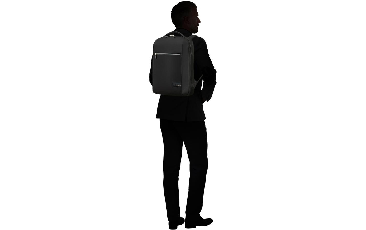 Samsonite Notebook-Rucksack Litepoint – für 14,1", 16 l, mit USB, wasserfest, rPET-Polyester – Schwarz