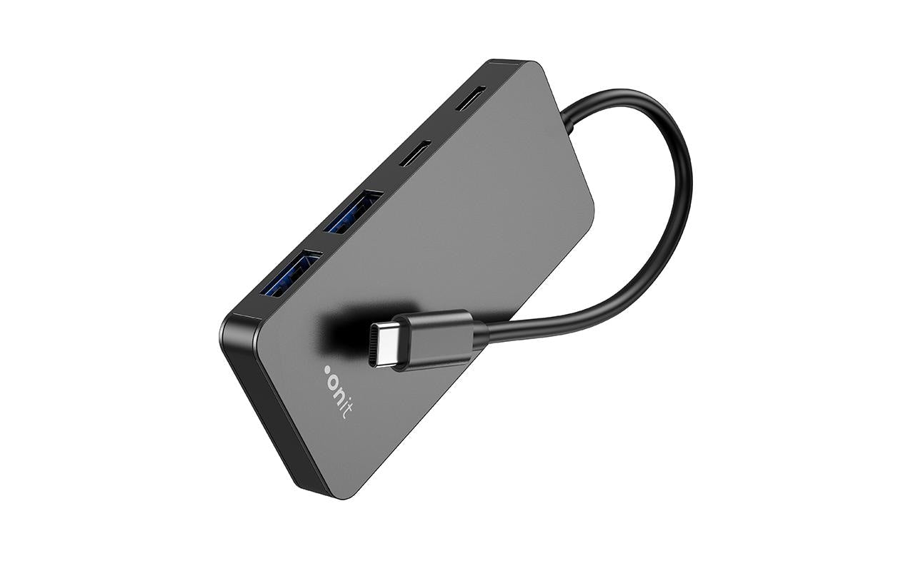 ONIT F01259 USB-Hub – USB-C, 2× USB-A, 2× USB-C, 15 W PD, für Windows/Mac/ChromeOS