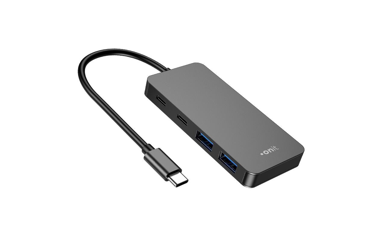 ONIT F01259 USB-Hub – USB-C, 2× USB-A, 2× USB-C, 15 W PD, für Windows/Mac/ChromeOS