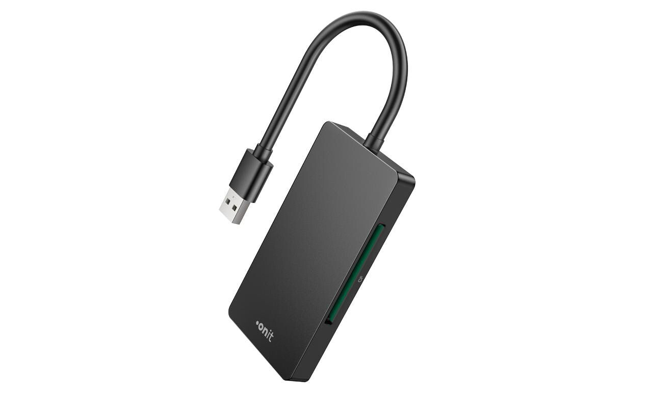 ONIT USB-Kartenleser USB-A – CF, microSD, SD – USB 3.2 Gen 1 (5 Gbit/s) – Schwarz