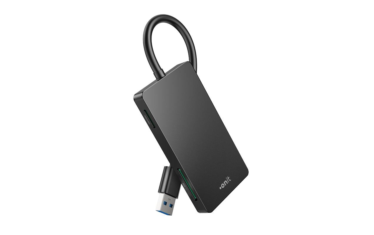 ONIT USB-Kartenleser USB-A – CF, microSD, SD – USB 3.2 Gen 1 (5 Gbit/s) – Schwarz