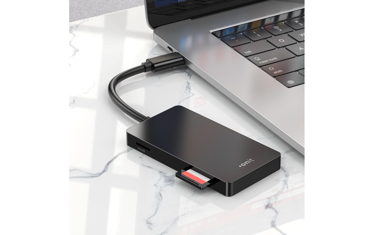ONIT F01264 – Smartcard-Leser – USB 3.2 Gen 1 (Type-C), Schwarz, für Windows, Mac & mehr