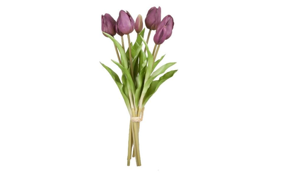 Dekomat AG Strauss Tulpen – 38 × 20 cm – Kunststoff, violett – 7-teilig