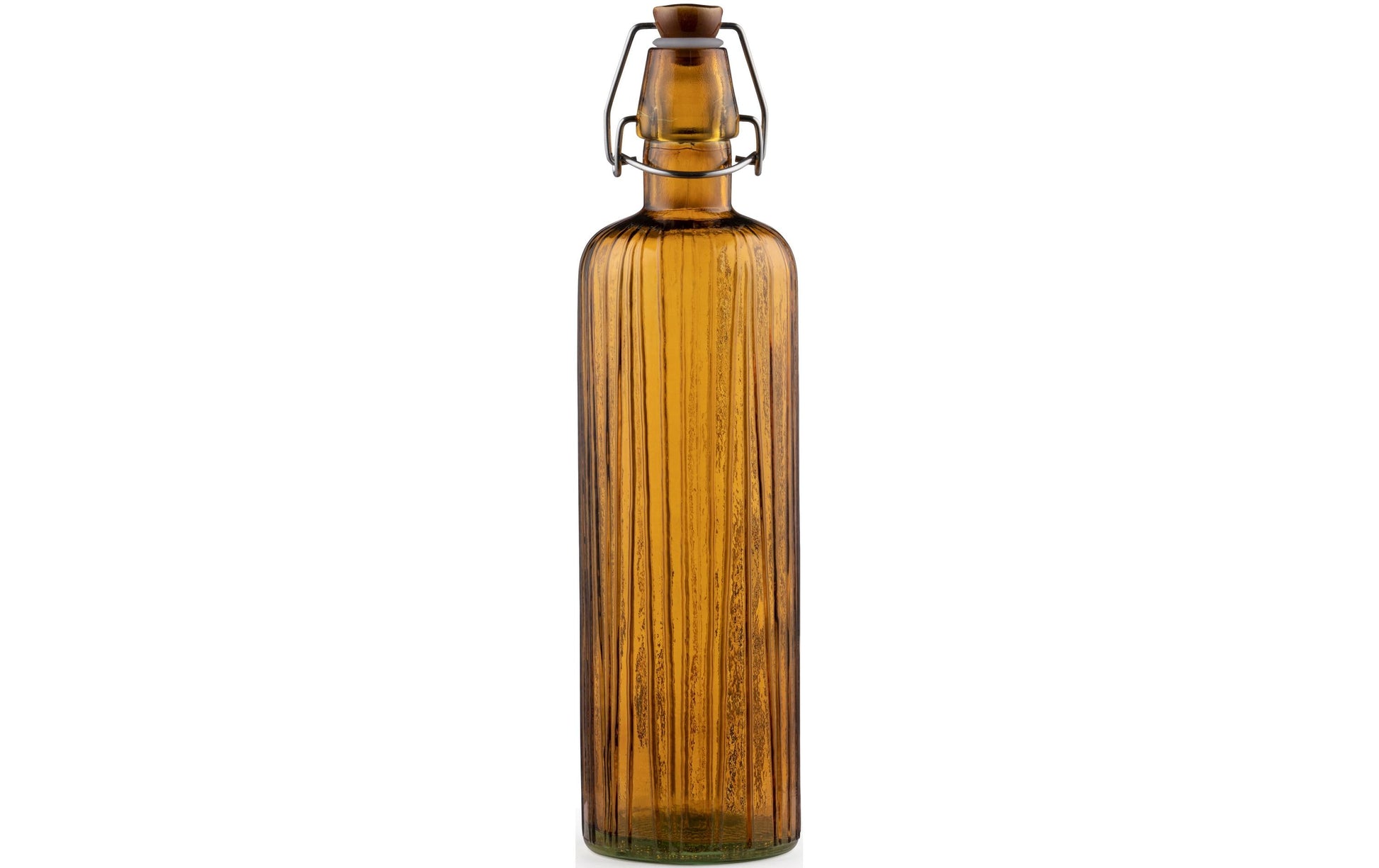 BITZ Glasflasche Kusintha – 750 ml, Ø 8,0 cm, H 30,0 cm, Glas, Bernstein, mit Bügelverschluss