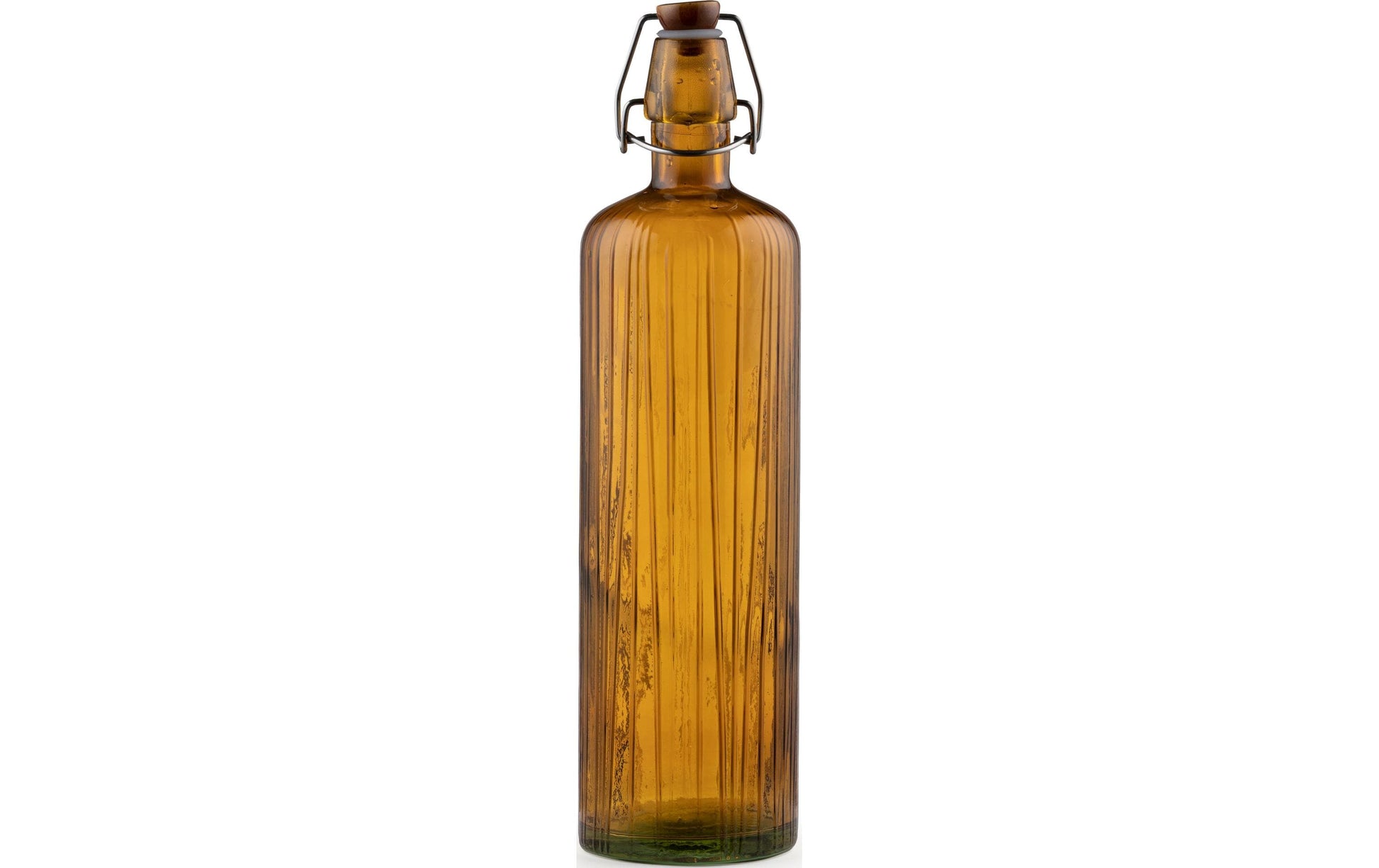 BITZ Glasflasche Kusintha – 1,2 l, Ø 8 cm, H 34 cm, Glas, Bernstein, mit Bügelverschluss
