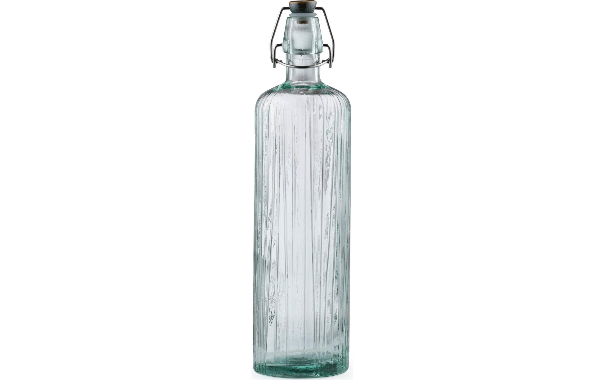 BITZ Glasflasche Kusintha – 1,2 l, Ø 8,0 cm, H 34,0 cm, Glas, Grün, mit Bügelverschluss