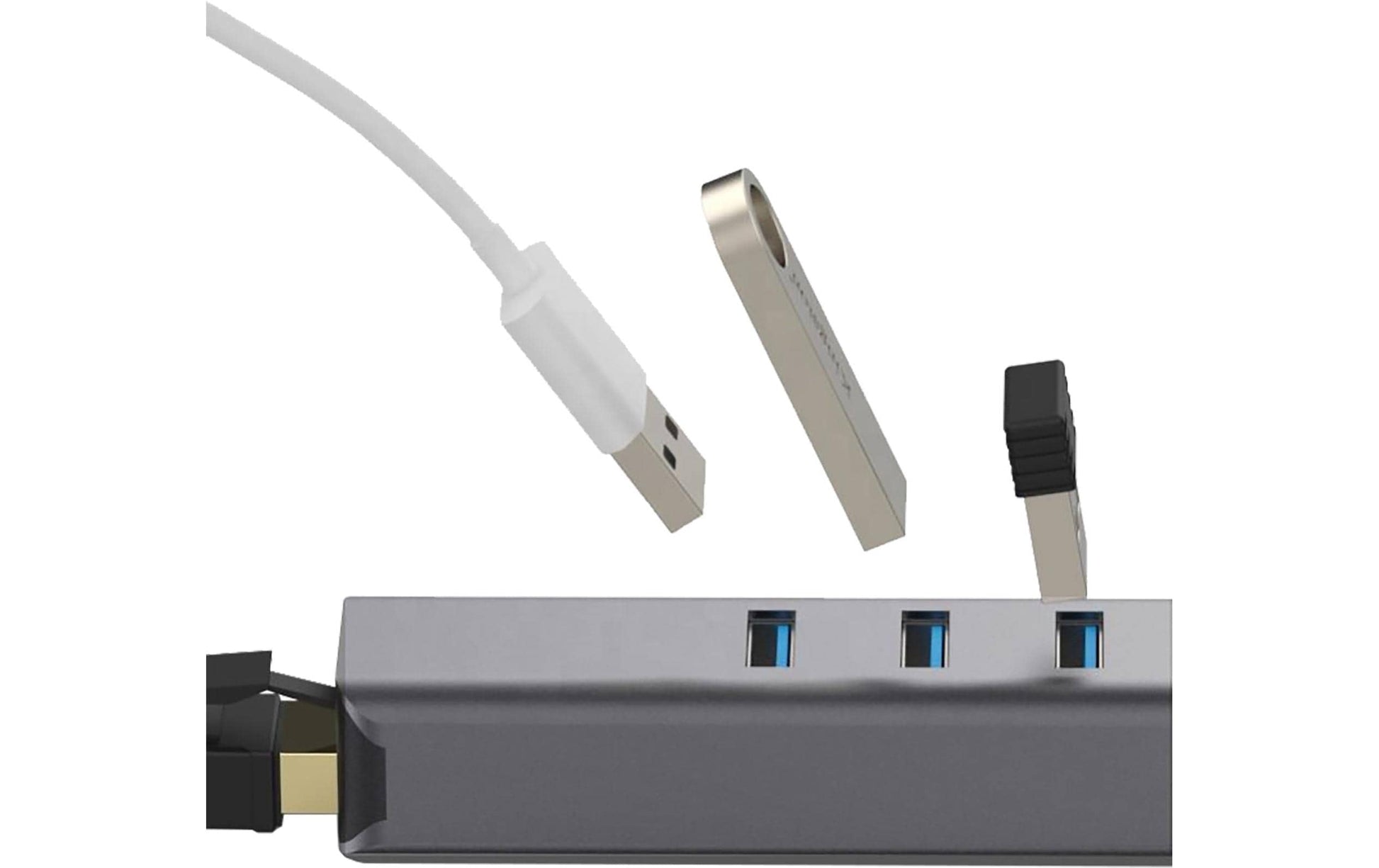 EXSYS EX-1133-N-3 USB-Hub – USB-C, 3× USB-A, GbE, für universelle Geräte