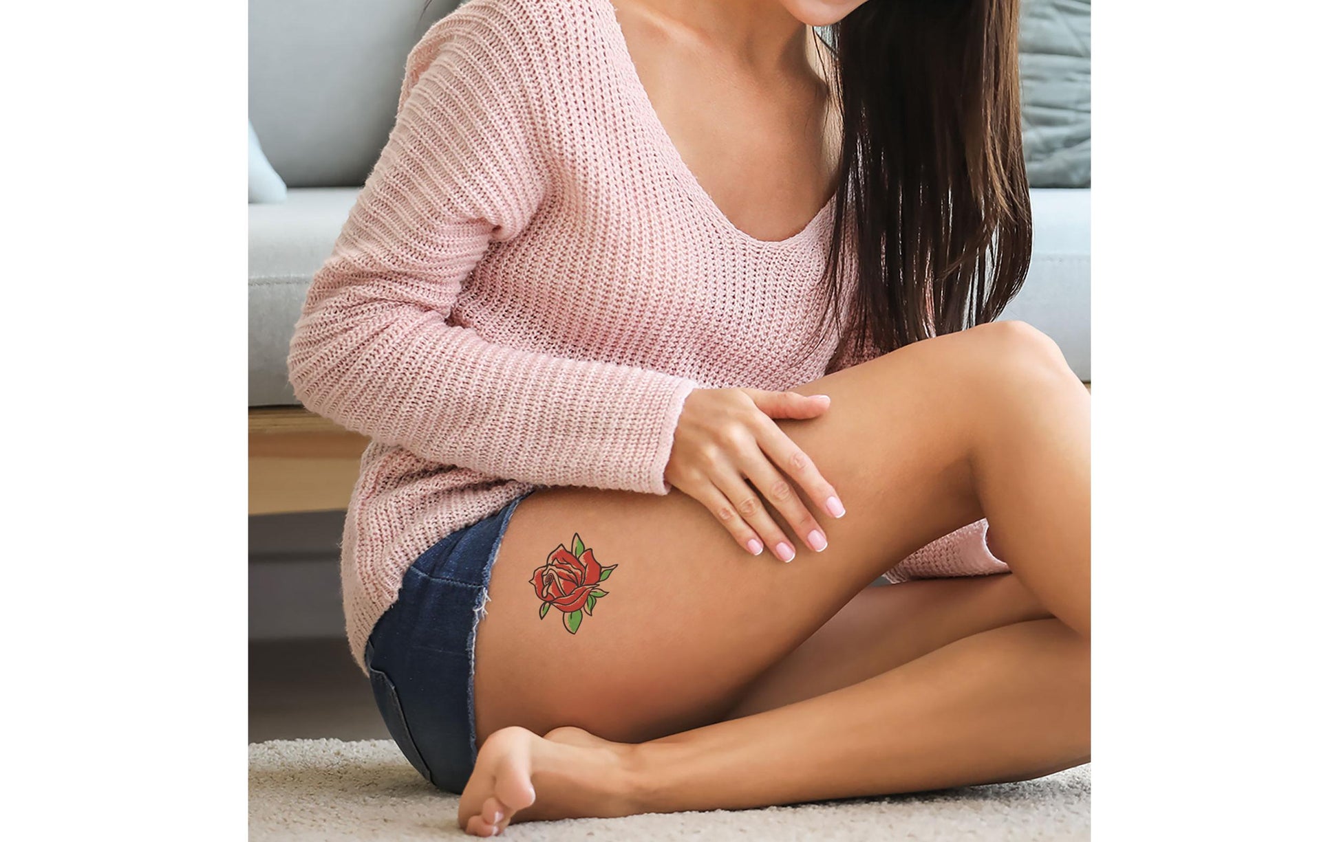 LaDot Tattoostempel L11 – Rose – 4 × 5 cm – Weiss – Stein