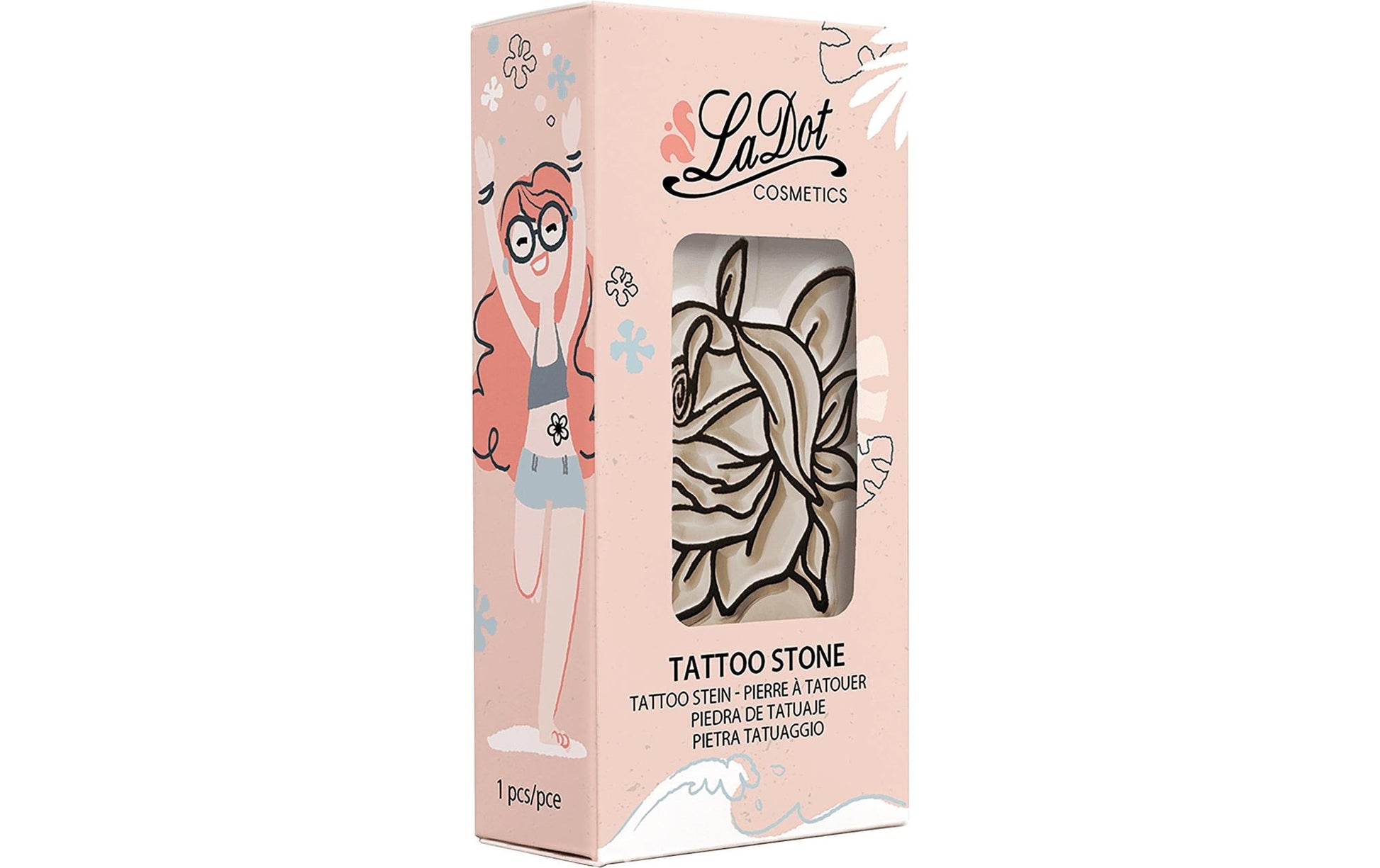 LaDot Tattoostempel L11 – Rose – 4 × 5 cm – Weiss – Stein
