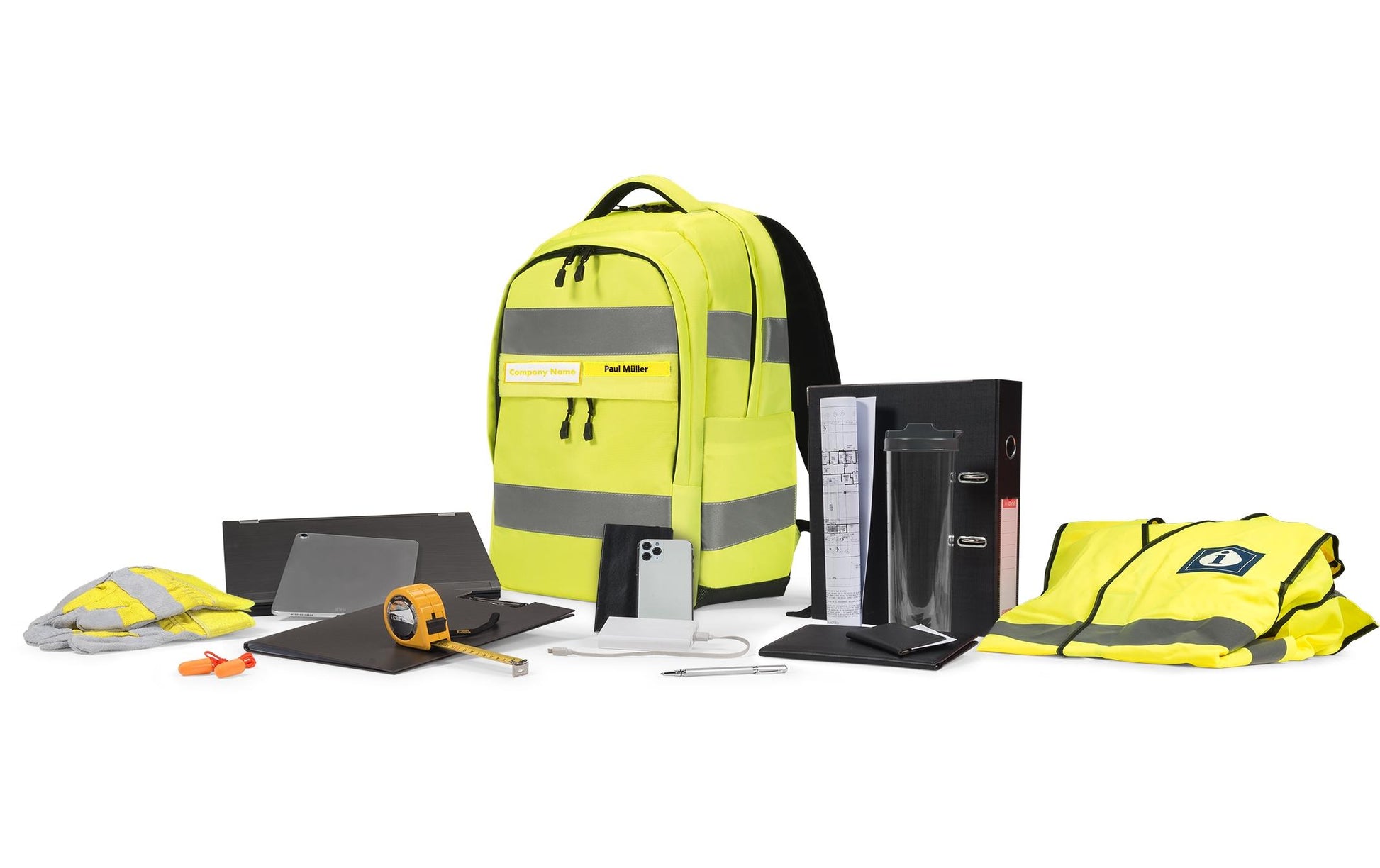 DICOTA HI-VIS P20471-01 – Freizeit-Rucksack – 25 l, rPET, gelb, Reflexstreifen