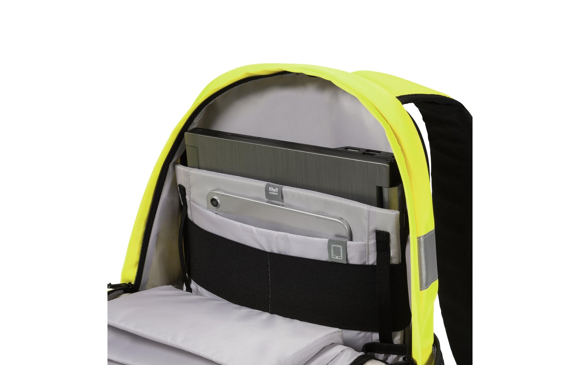 DICOTA HI-VIS P20471-01 – Freizeit-Rucksack – 25 l, rPET, gelb, Reflexstreifen