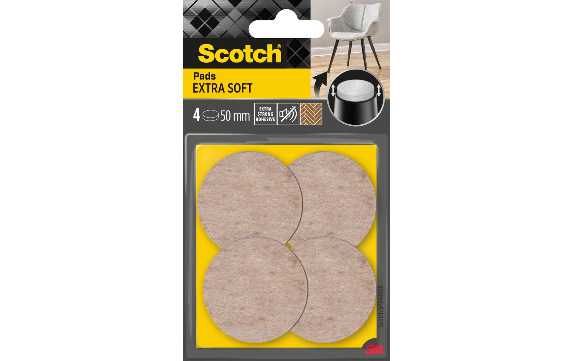 3M SP84A23 Filzgleiter rund Ø 50 mm – Beige – 4 Stück – extra starke Klebehaftung