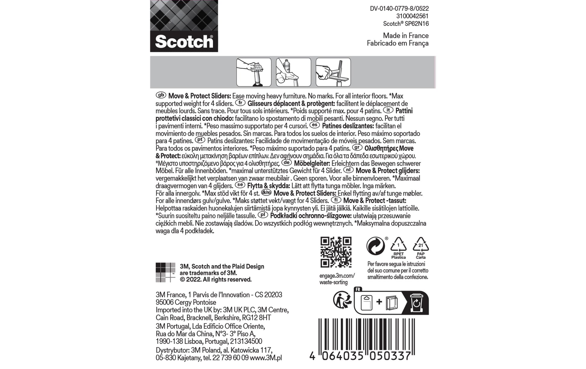 3M Stuhlgleiter – Ø 25 mm, 4er-Pack, zum Annageln, braun, Kunststoff