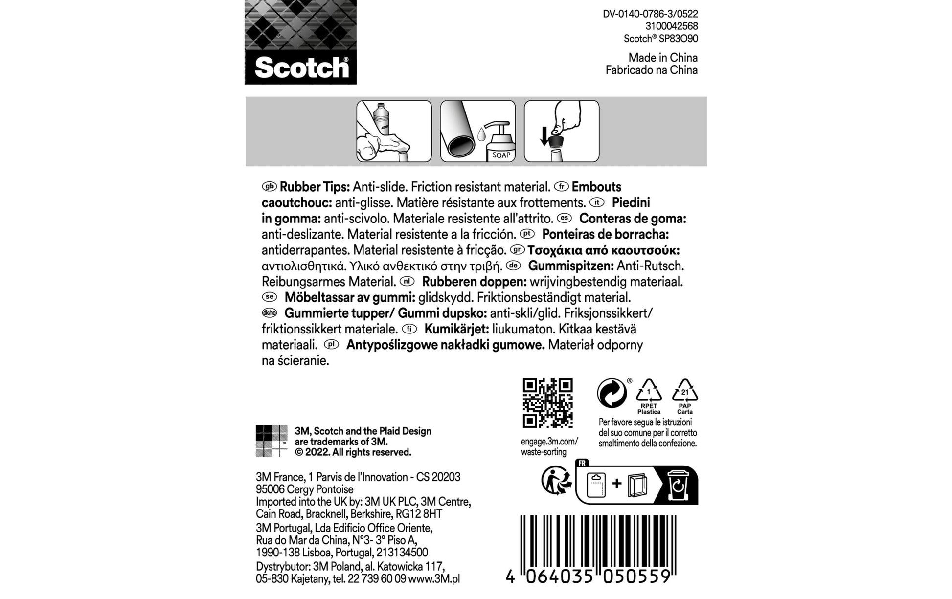 3M Stuhlbeingleiter – Gummi – Schwarz – Ø 25 mm – 2 Stück