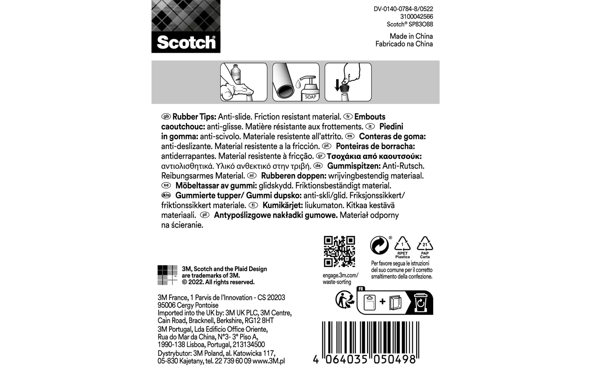 3M Stuhlbeingleiter Ø 18 mm – rund – schwarz – 4 Stück