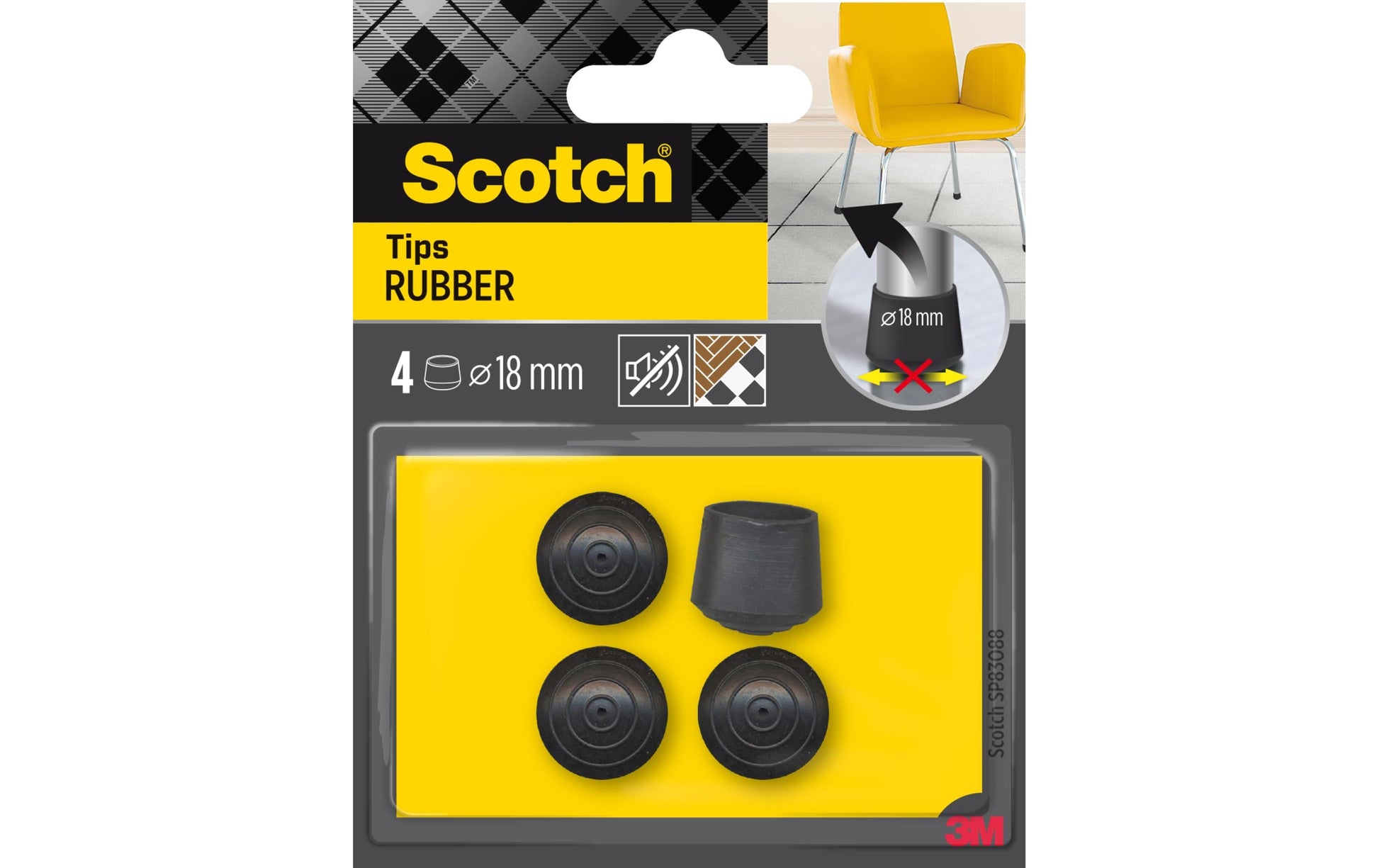 3M Stuhlbeingleiter Ø 18 mm – rund – schwarz – 4 Stück