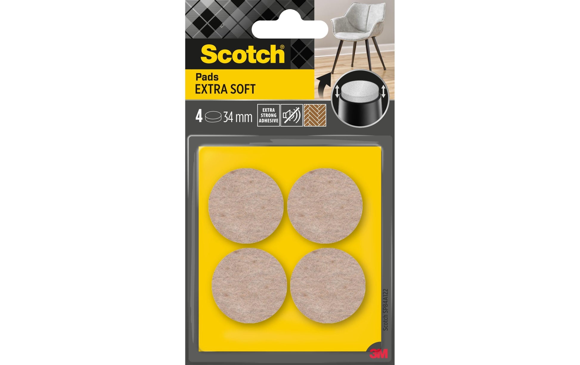 3M SP84A22 Filzgleiter rund Ø 34 mm – Filz – Beige – 4 Stück
