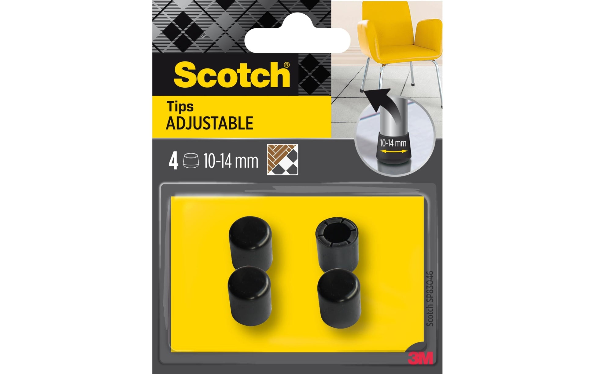3M Stuhlbeingleiter Ø 10 mm – schwarz – 4 Stück
