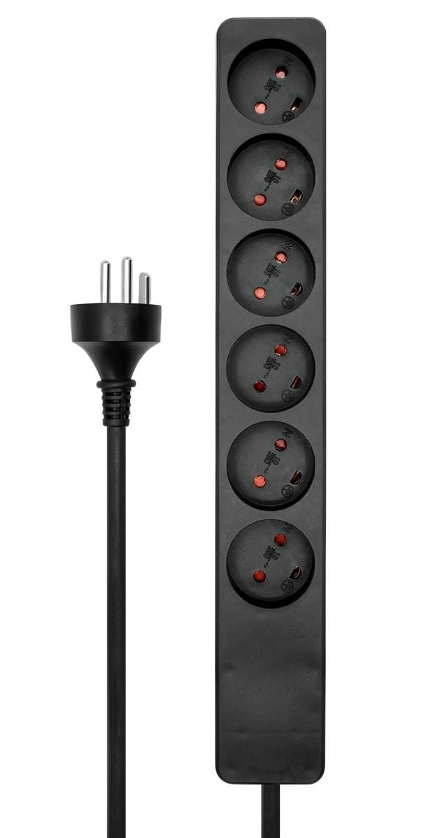 Microconnect Steckdosenleiste – 10 m Kabellänge, 6-fach, Schwarz