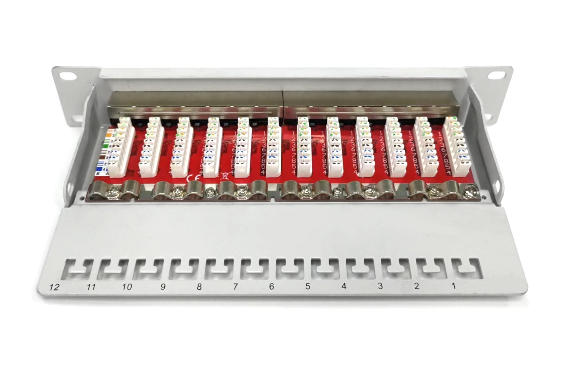 Digitus Patchpanel – 12× RJ-45 10G, geschirmt, 1U, Metall, Grau