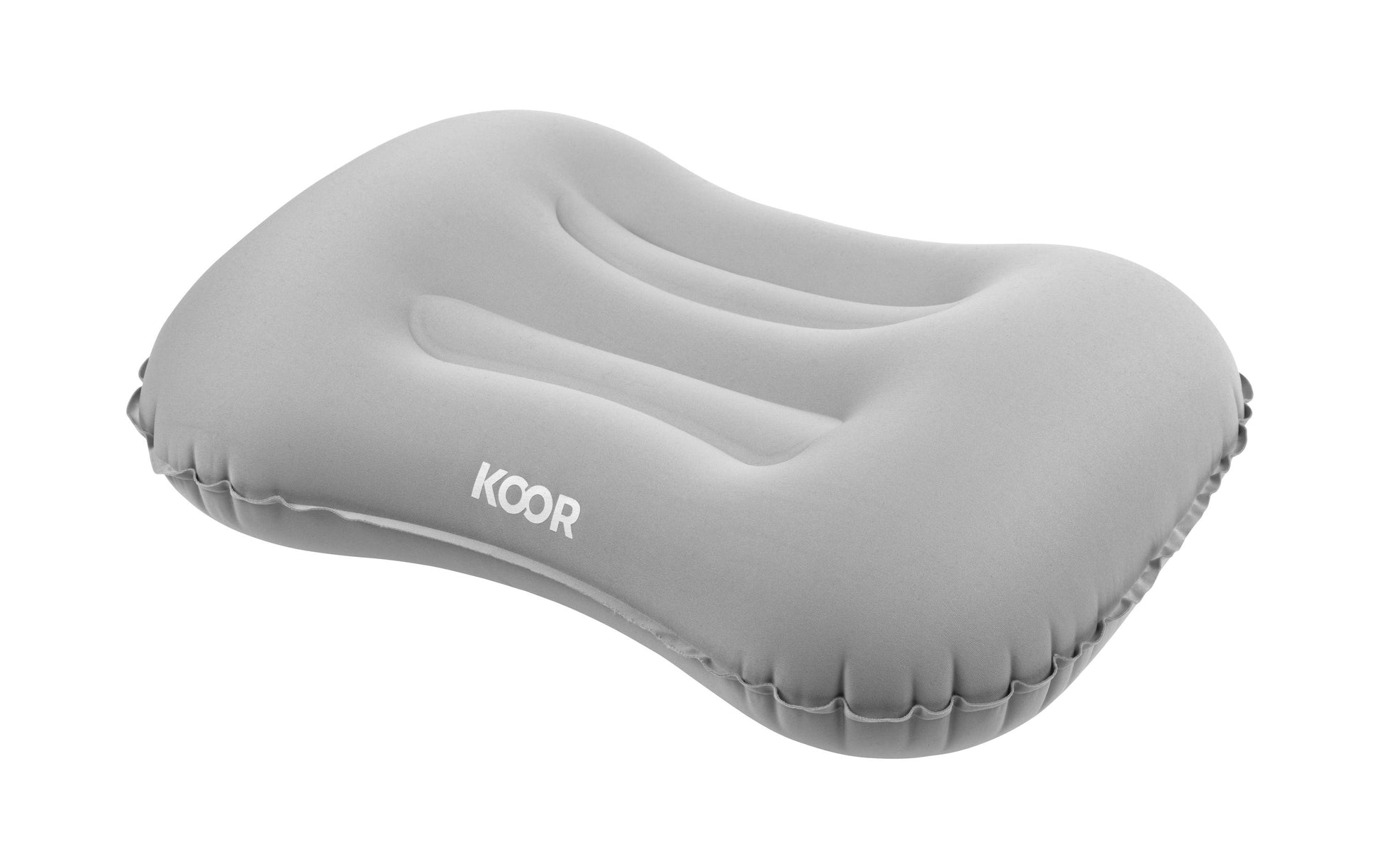 KOOR Reisekissen Sonno – aufblasbar, faltbar – für Auto, Flugzeug – 280 × 90 × 450 mm – grau – Polyester