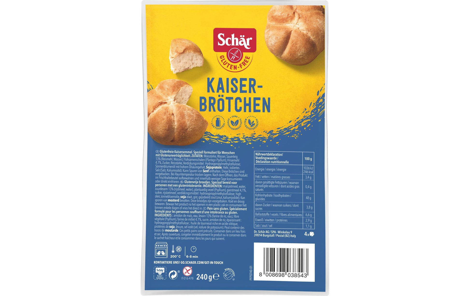 Dr. Schär Kaiserbrötchen – glutenfrei – 240 g