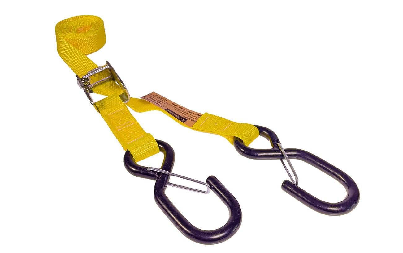SpanSet Zurrgurte 1,6 m × 25 mm, Polypropylen, Gelb, mit Klemmschloss und Haken, für Anhänger