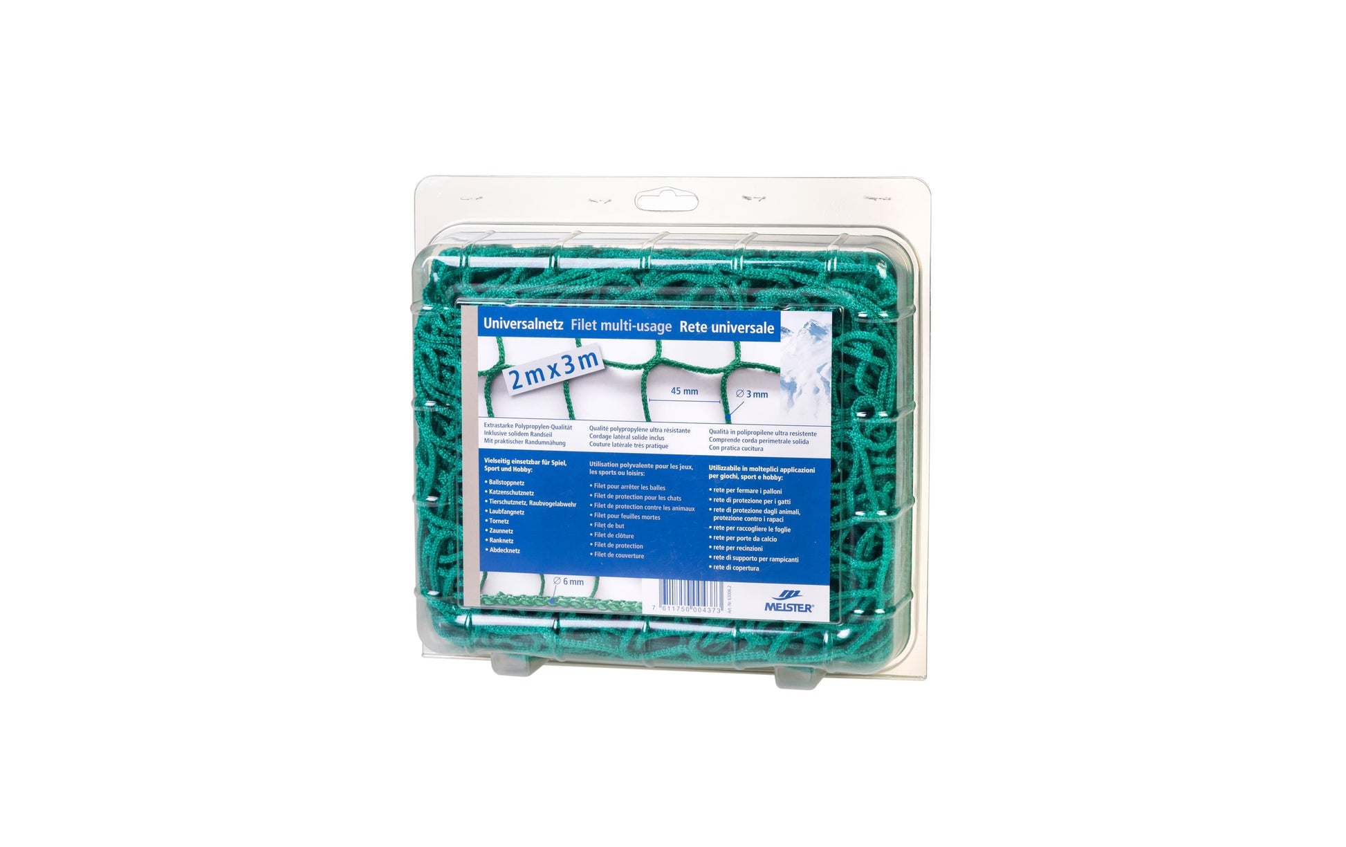 Meister Verpackungsnetz – Maschenweite 45 mm – 2 m × 3 m – Polypropylen (PP) – Grün – knotenlos, 3 mm
