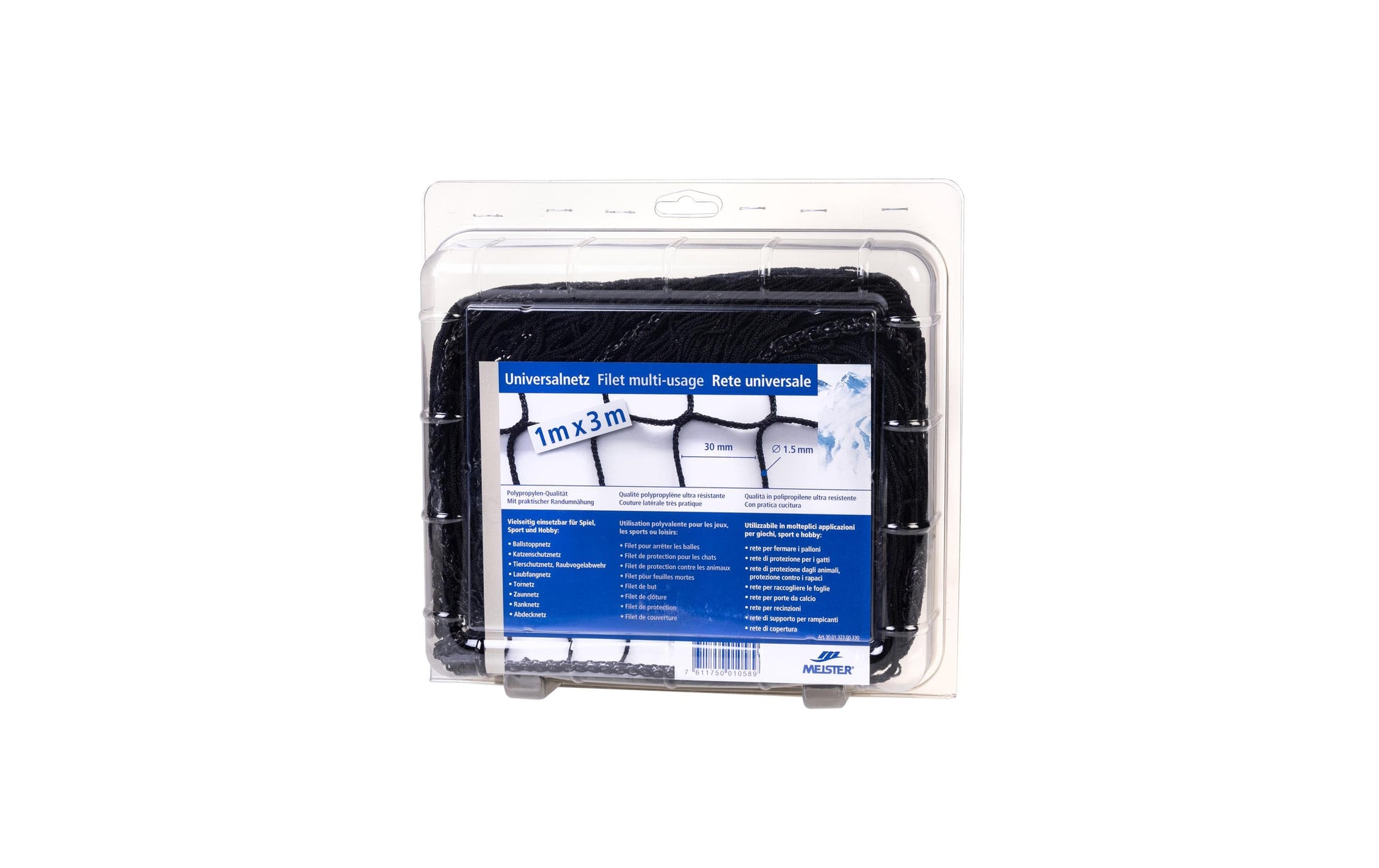 Meister Verpackungsnetz – Maschenweite 30 mm – 1 m × 3 m – Polypropylen (PP) – schwarz – knotenlos