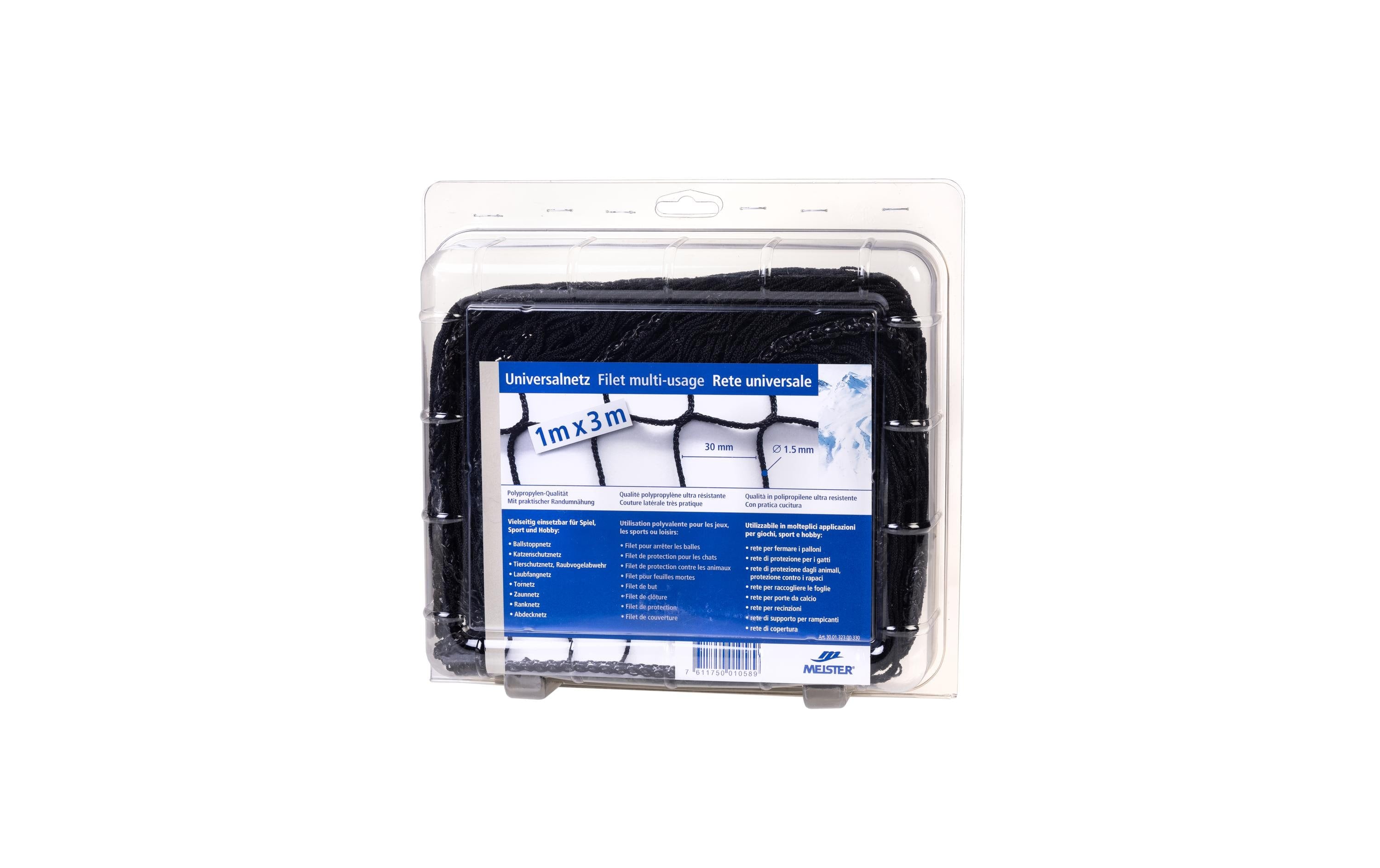 Meister Verpackungsnetz – Maschenweite 30 mm – 1 m × 3 m – Polypropylen (PP) – schwarz – knotenlos
