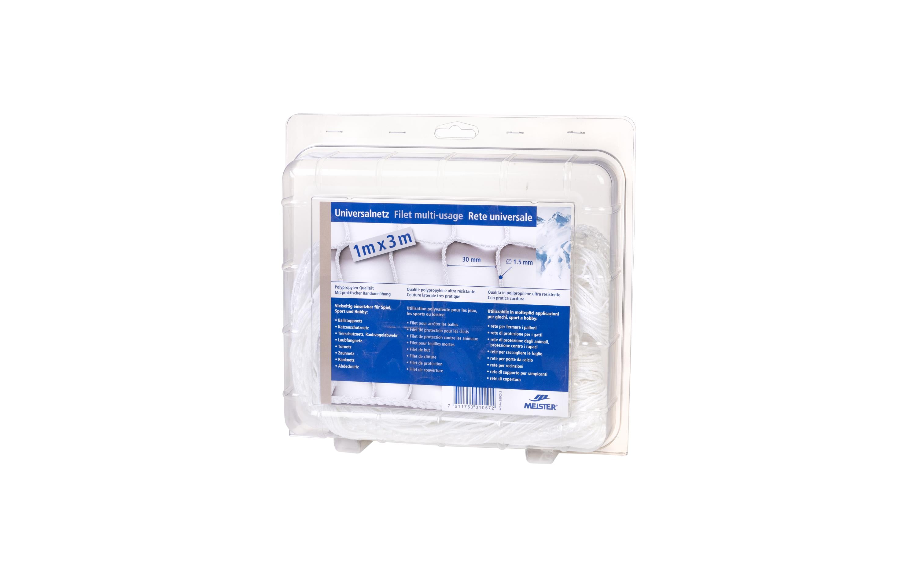 Meister Universalnetz 1 m × 3 m, Polypropylen, Weiss, Ø 1,5 mm, Maschenweite 30 mm, knotenlos