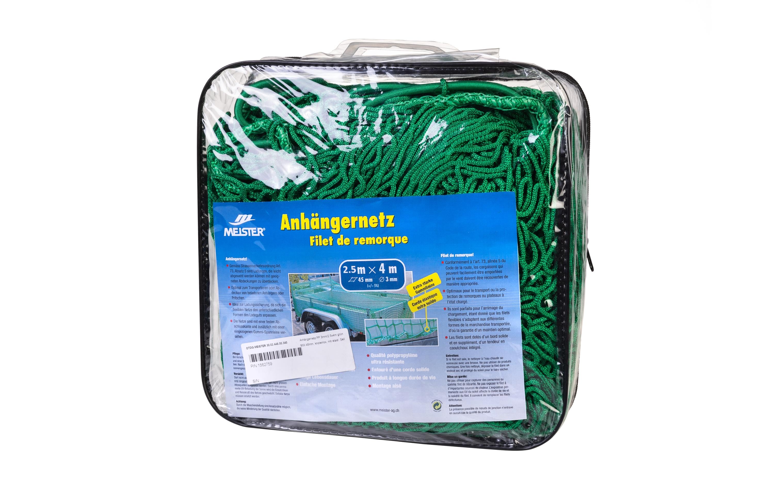 Meister Verpackungsnetz – Maschenweite 45 mm, 3 mm – 2'500 × 4'000 mm – knotenlos, elastisches Seil