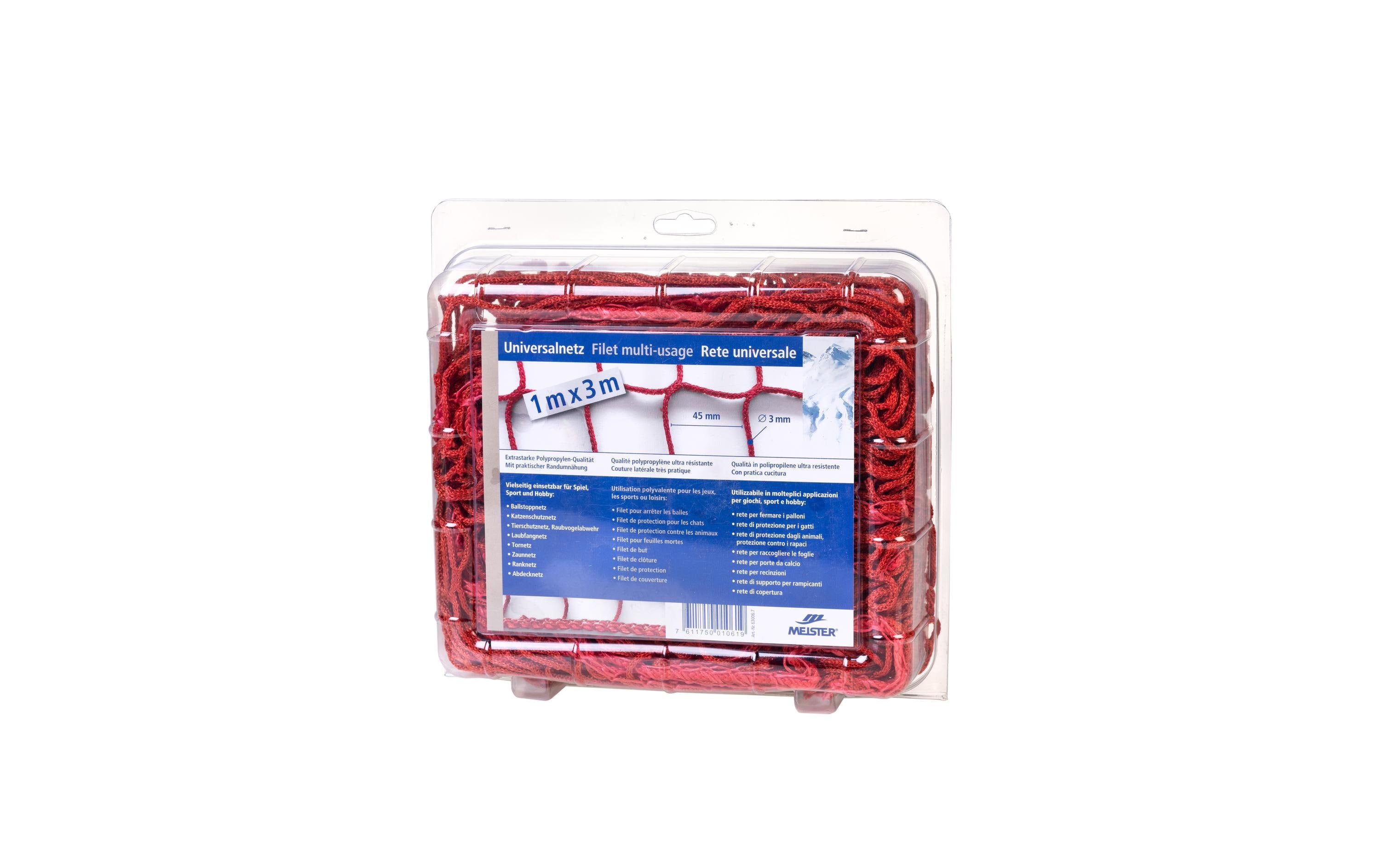 Meister Universalnetz – 1 m × 3 m, Polypropylen (PP), Rot, Maschenweite 45 mm, knotenlos