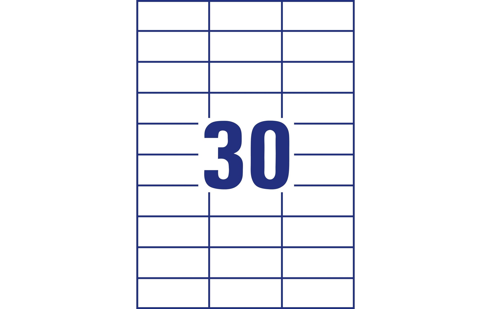 Avery Druckeretiketten, 70 mm × 30 mm, weiss, Papier, permanent, 100 Blatt (3000 Etiketten)