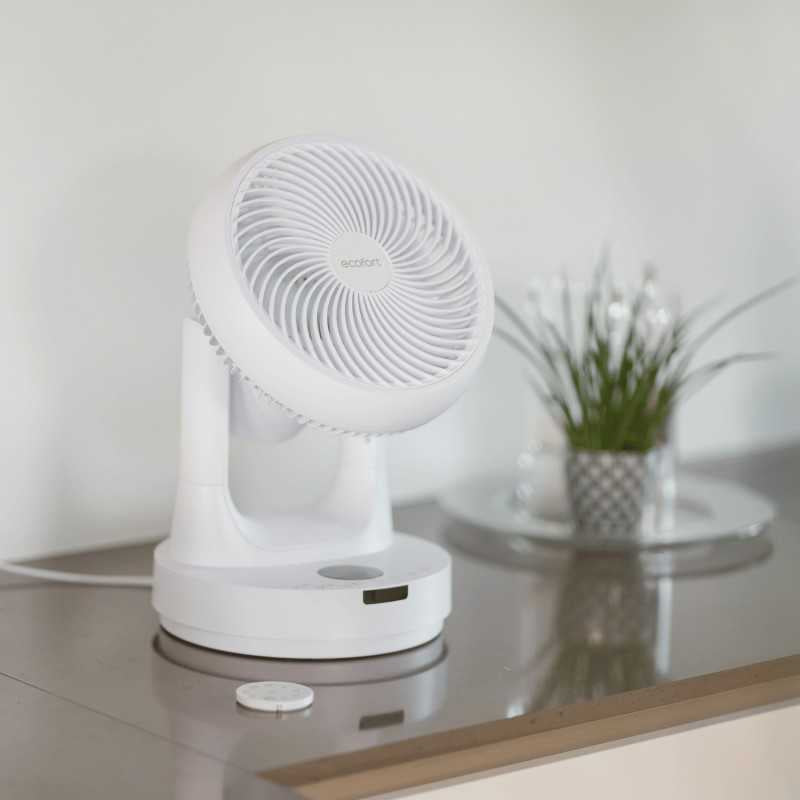 Ecofort Tischventilator ecoQ SilentAir Tavo – 25 cm, 8 Stufen, oszillierend, Fernbedienung, 30 W, 48 dB(A)