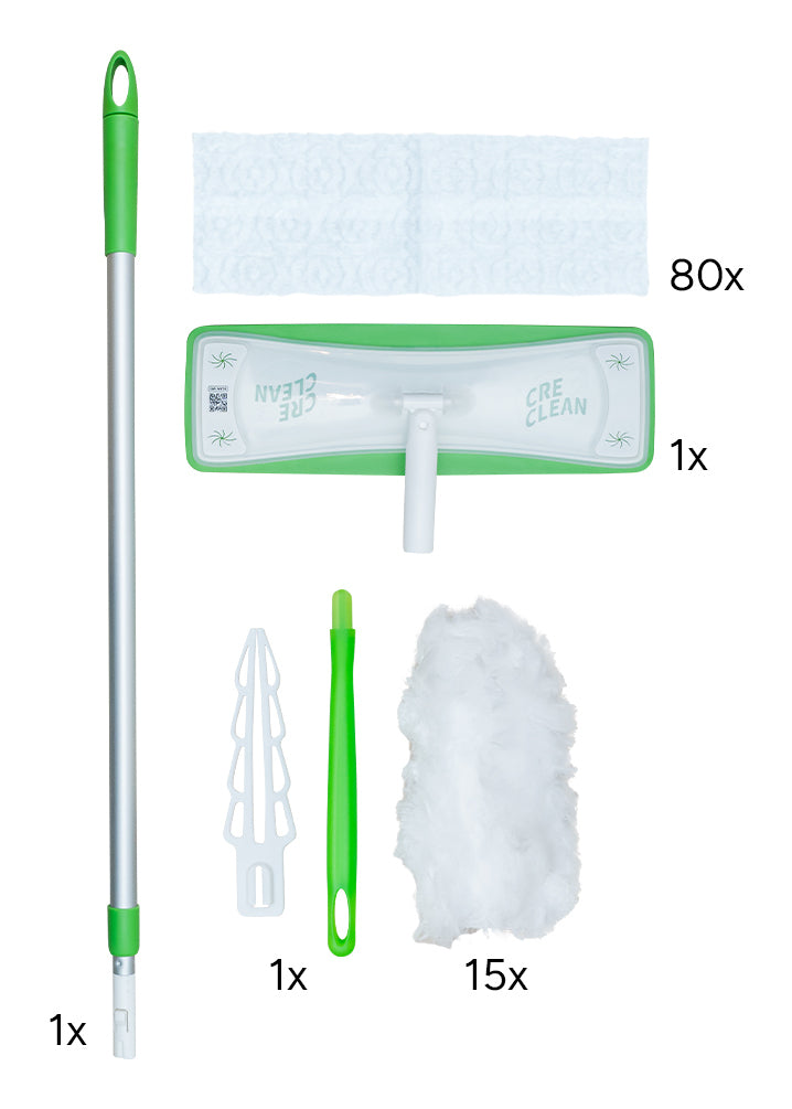 CREaCLEAN Flachwischer Boden-Starterkit XL – 37 cm – Aluminium, Polyester