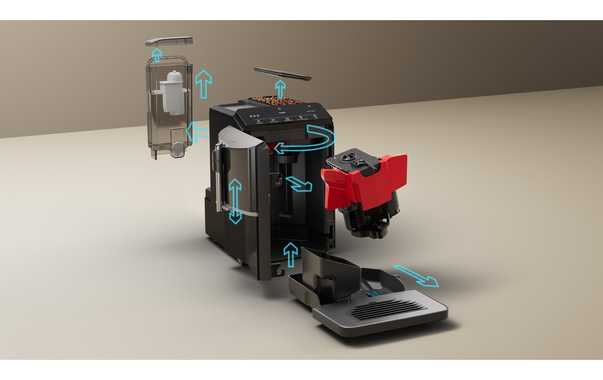 Siemens EQ300 TF301E19 Kaffeevollautomat – 15 bar, 1,4 l, 250 g, Keramik-Mahlwerk, Schwarz