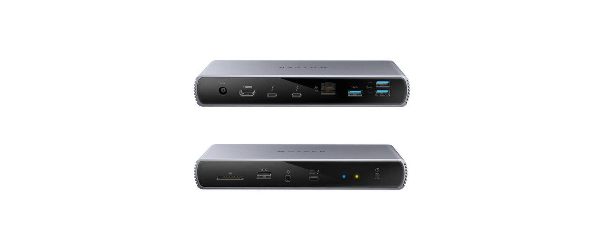 HYPER HDTB4D Dockingstation – Thunderbolt 4, 1× DP, 1× HDMI, 4× USB-A, 3× USB-C, 96 W PD, für Windows/Mac