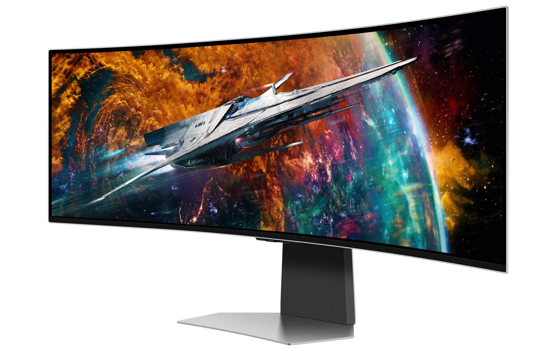 Samsung 54Suxen – Monitor, 49", 5120 × 1440 (5K), OLED, Silber