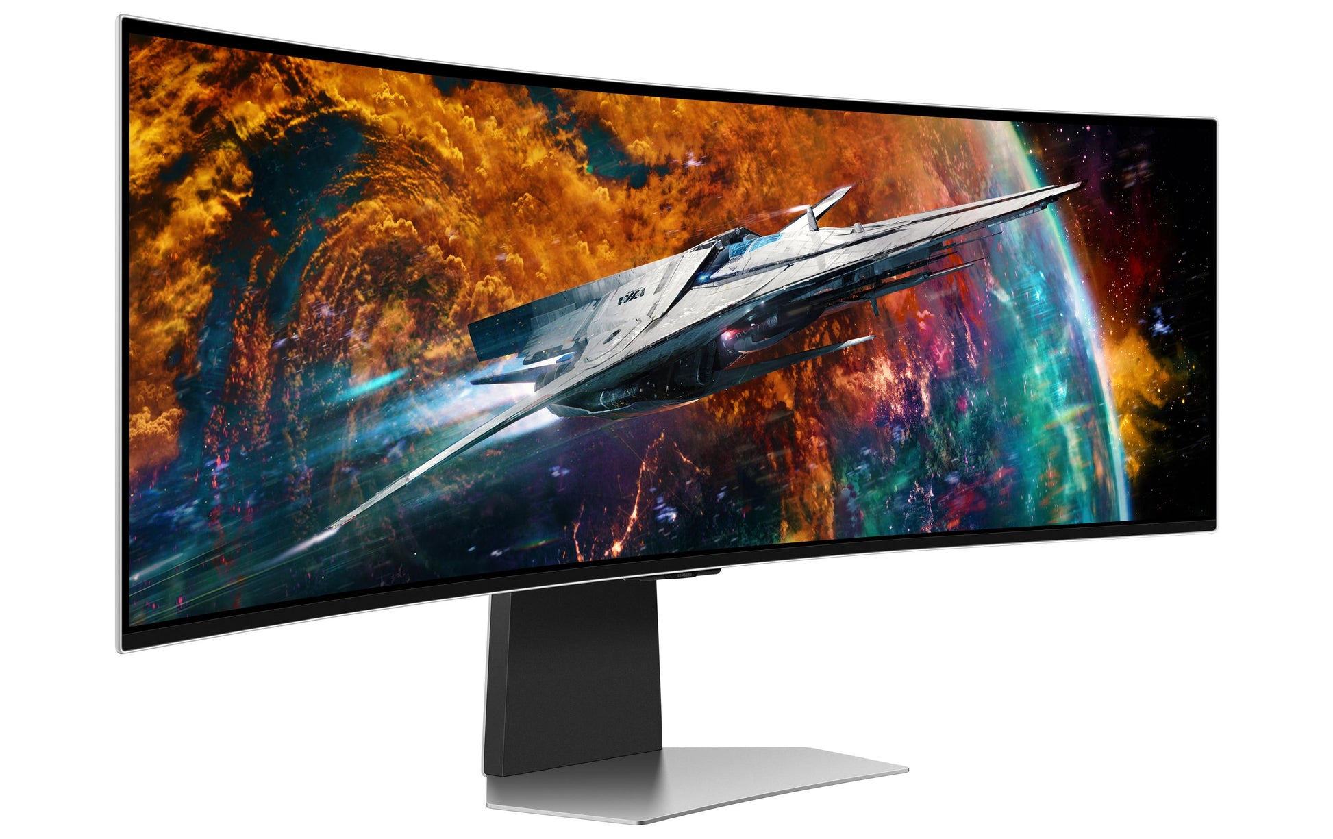 Samsung 54Suxen – Monitor, 49", 5120 × 1440 (5K), OLED, Silber