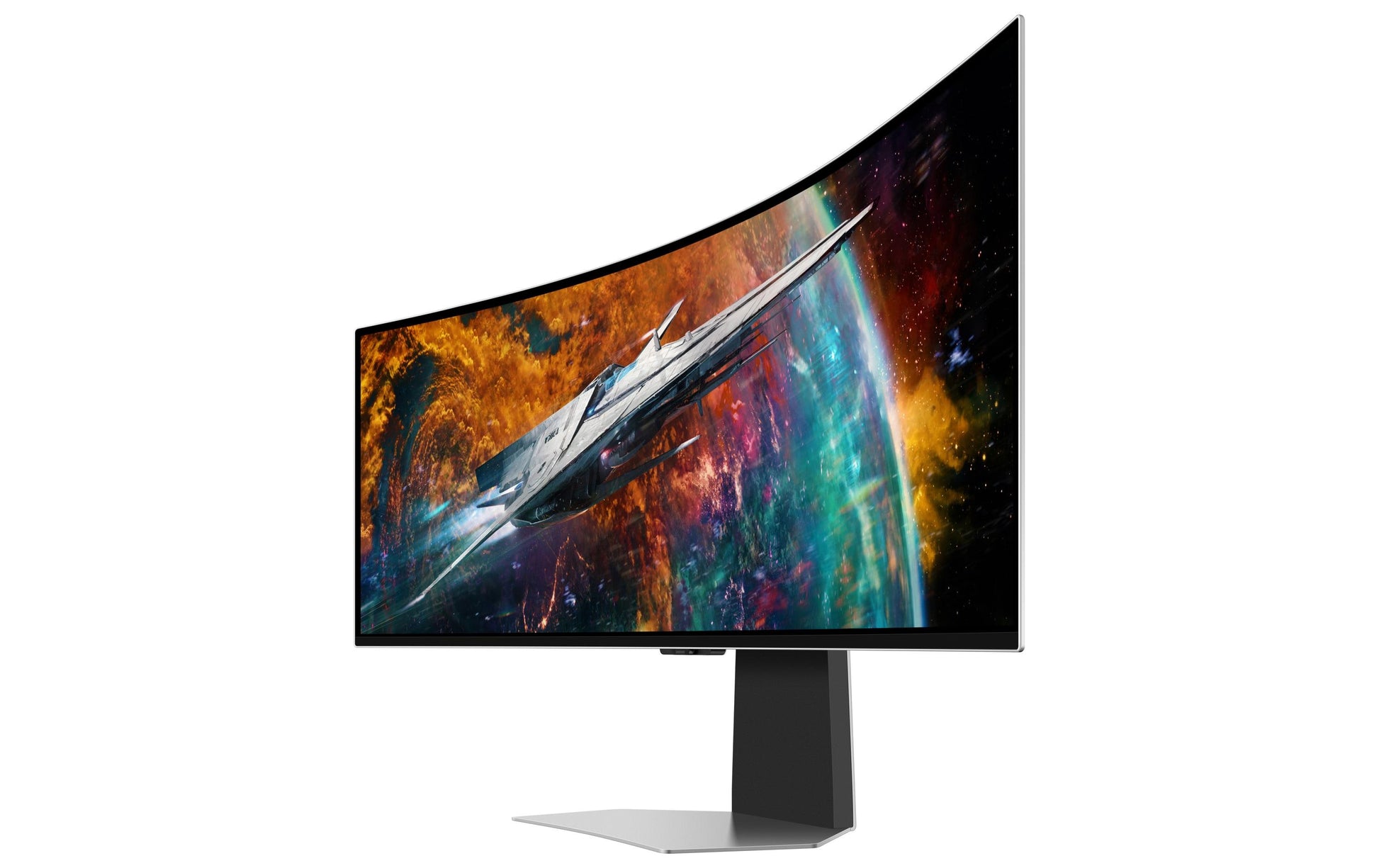 Samsung 54Suxen – Monitor, 49", 5120 × 1440 (5K), OLED, Silber