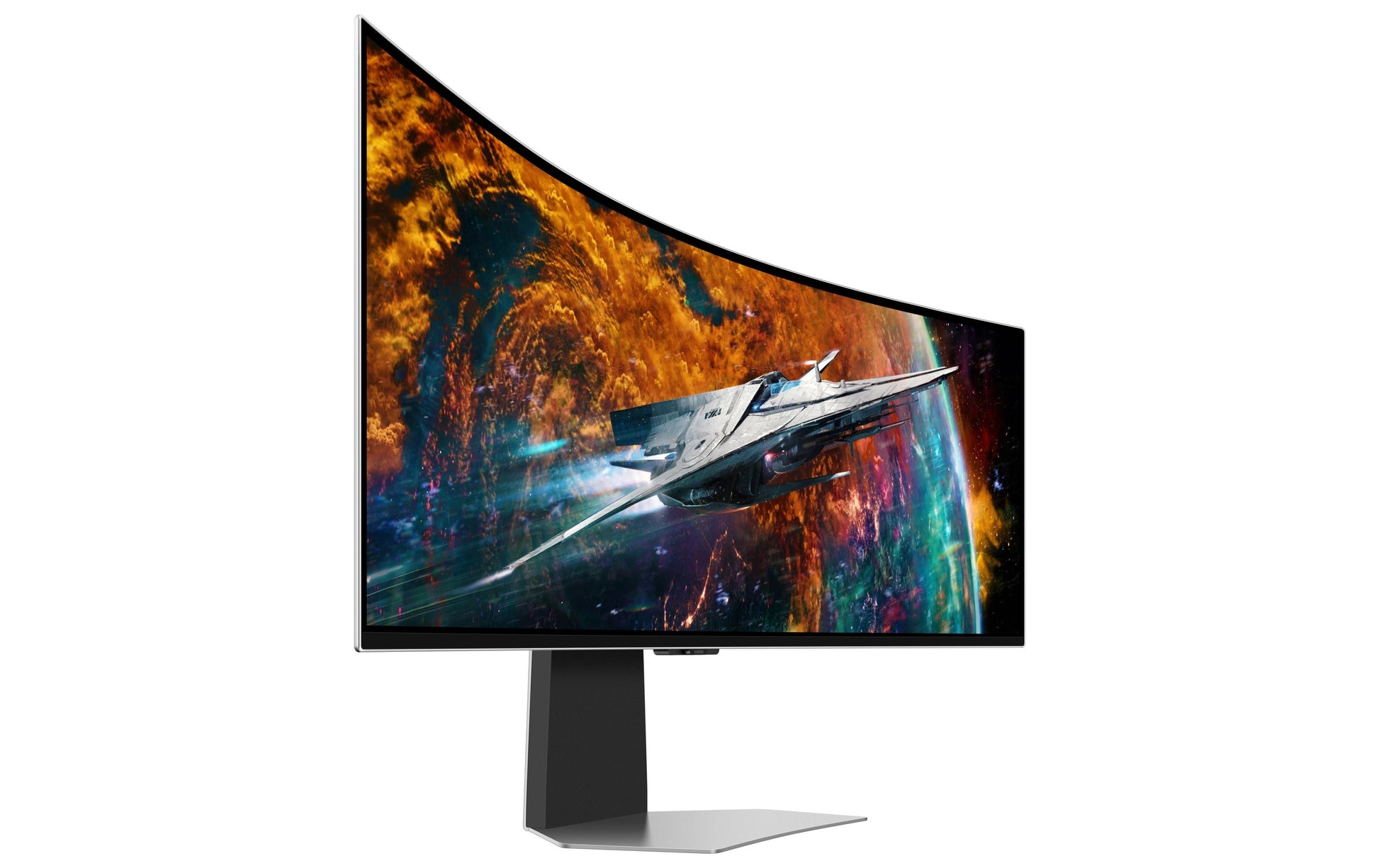 Samsung 54Suxen – Monitor, 49", 5120 × 1440 (5K), OLED, Silber