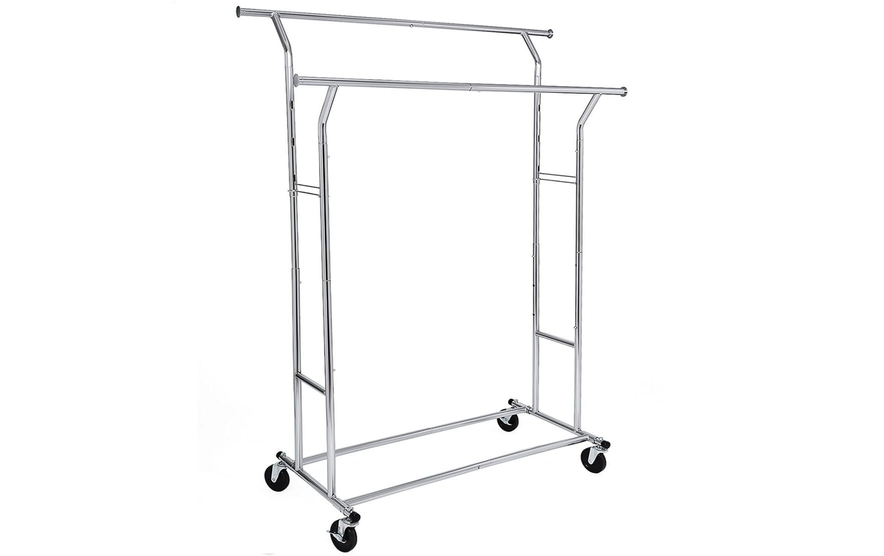 Songmics Kleiderständer – Doppel, mit Rollen, Stahl, Silber, 169 × 55 × 148 cm