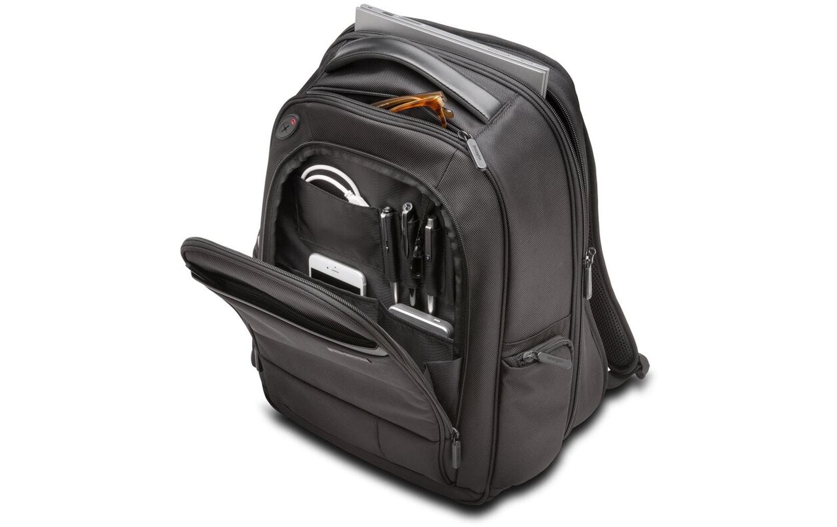 Kensington Notebook-Rucksack Contour 2.0 – für 15,6", 27,5 l, mit Tablet-Fach, Polyester – Schwarz