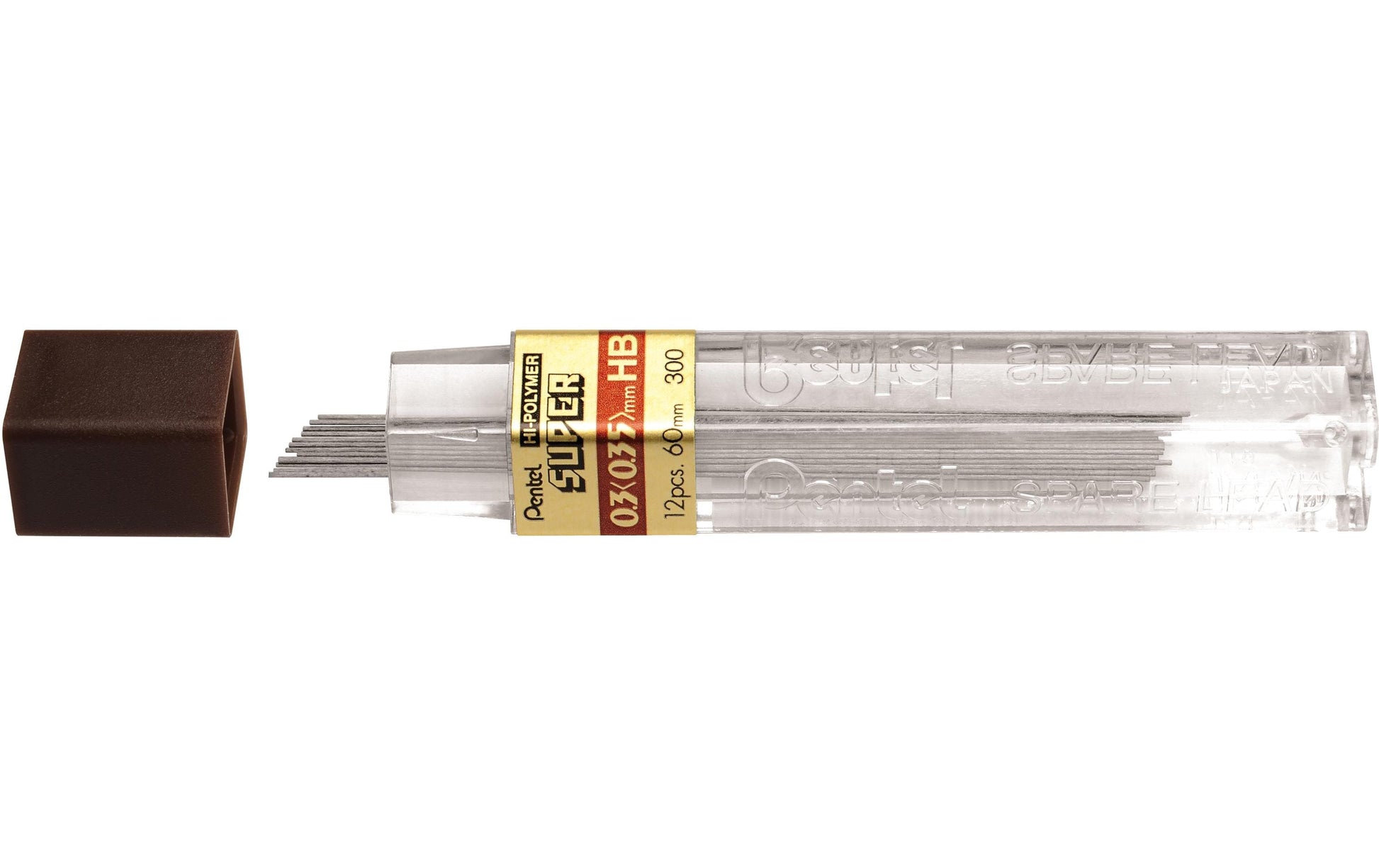 Pentel Hi-Polymer Super Ersatzminen – Grau, 0,3 mm, HB, 12er-Pack