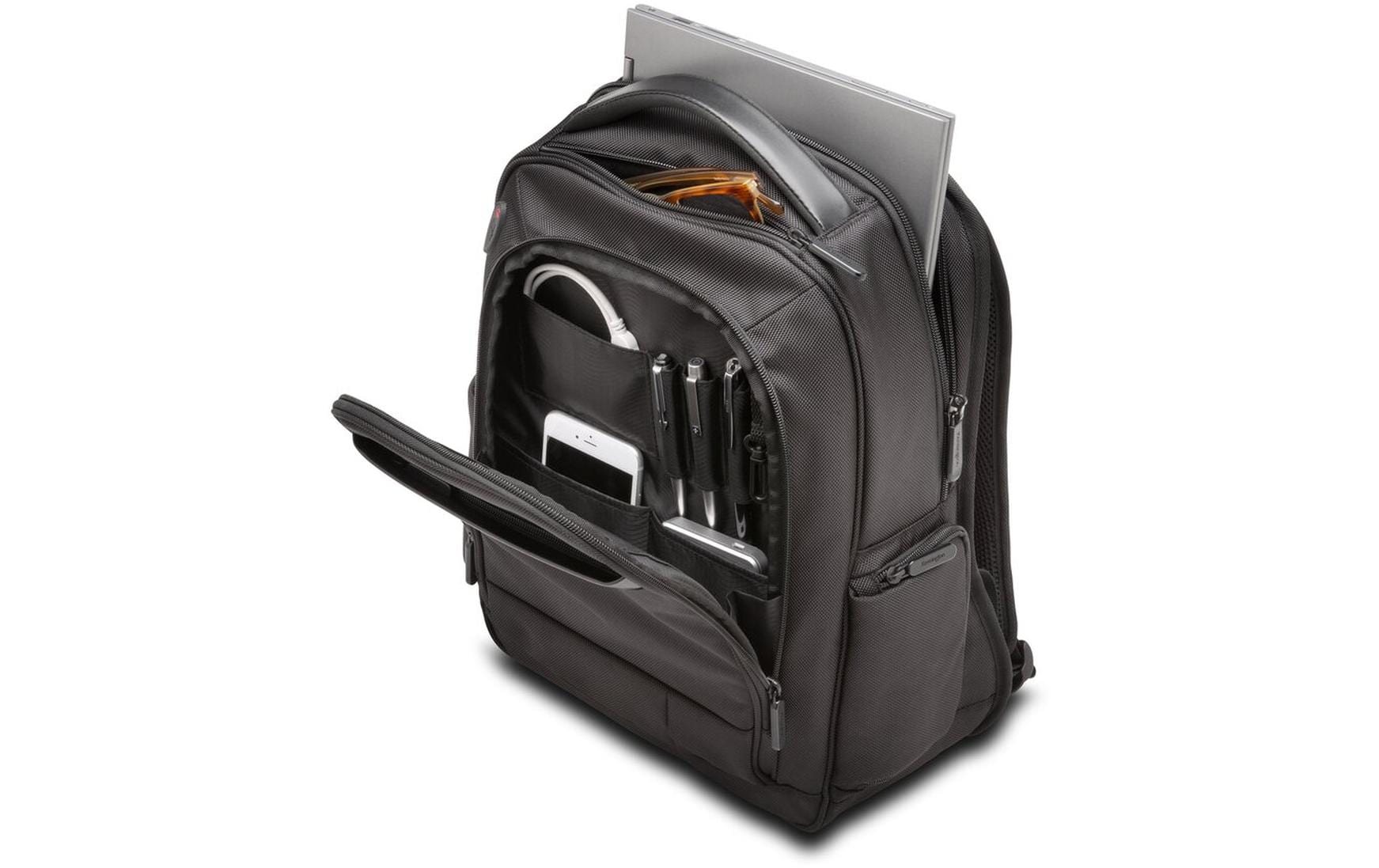Kensington Notebook-Rucksack Contour 2.0 14 – für 14", 19,5 l, wasserabweisend, Polyester – schwarz