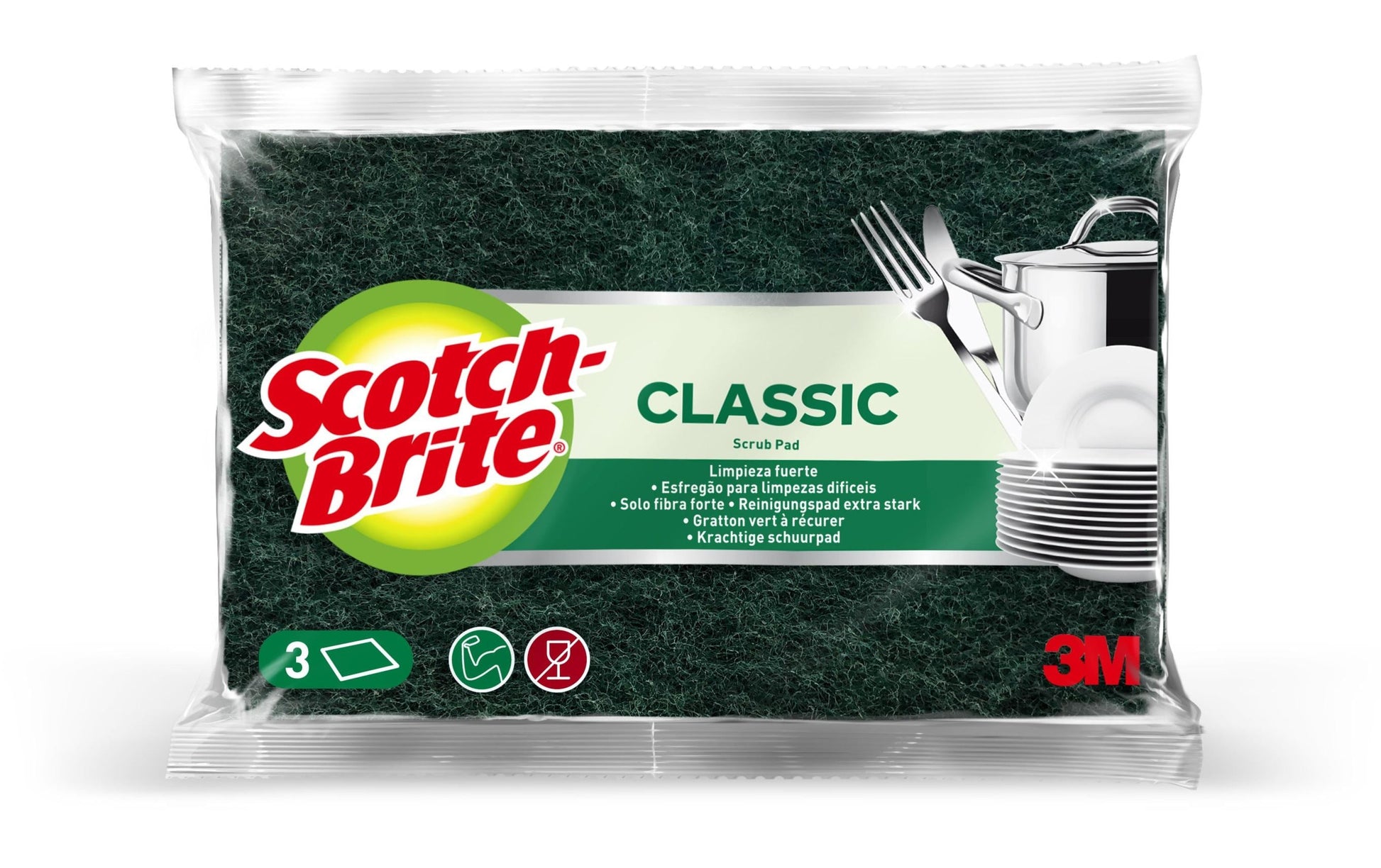 Scotch-Brite Scheuerpad – 3 Stk. – Ø 15,8 cm, Ø 9,5 cm – grün, Kunststoff
