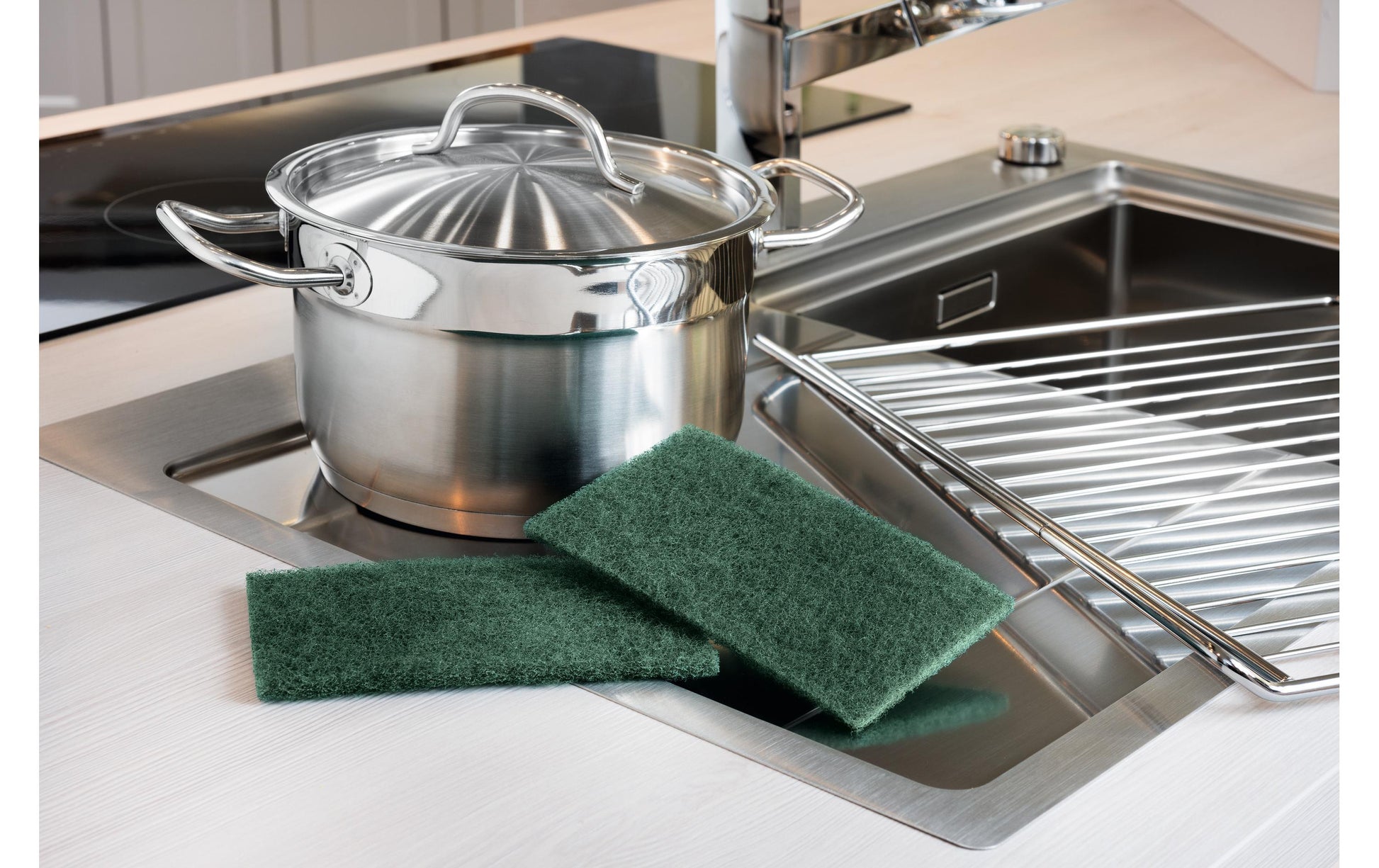 Scotch-Brite Scheuerpad – 3 Stk. – Ø 15,8 cm, Ø 9,5 cm – grün, Kunststoff